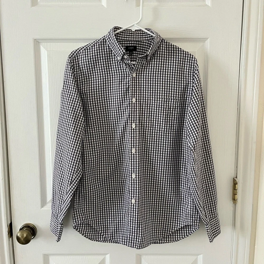 J. Crew Black and White Gingham Shirt